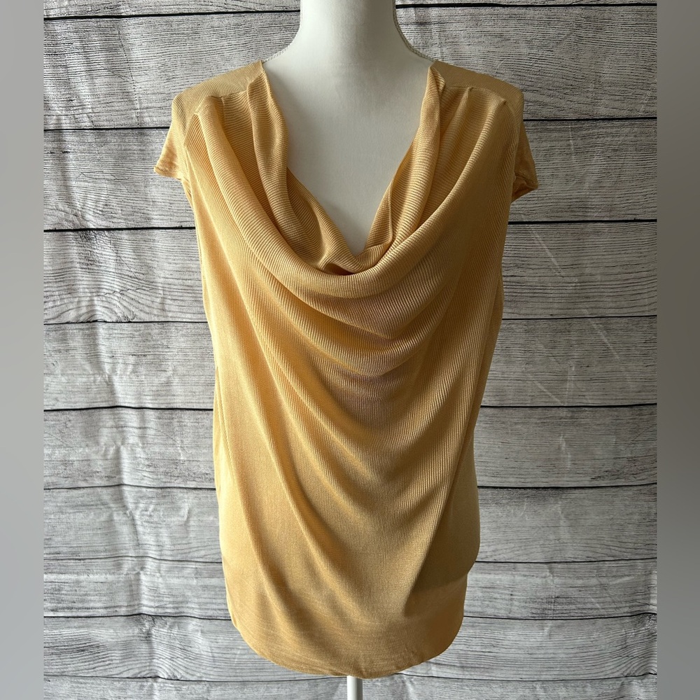 Chico’s yellow gold draped knit blouse size 2